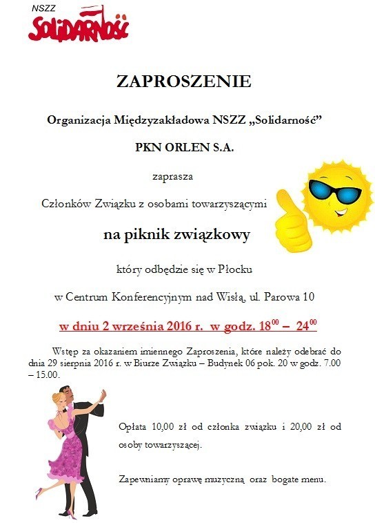 Piknik Związkowy Om Nszz Solidarność Pkn Orlen Sa